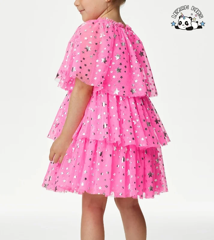 LEZONKIDS - Girl Cake Design Party Gown Fancy Dress Flower Girl Dresses Children's Cake Skirt Dress